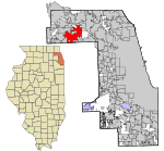 Cook County Illinois incorporated and unincorporated areas Schaumburg highlighted